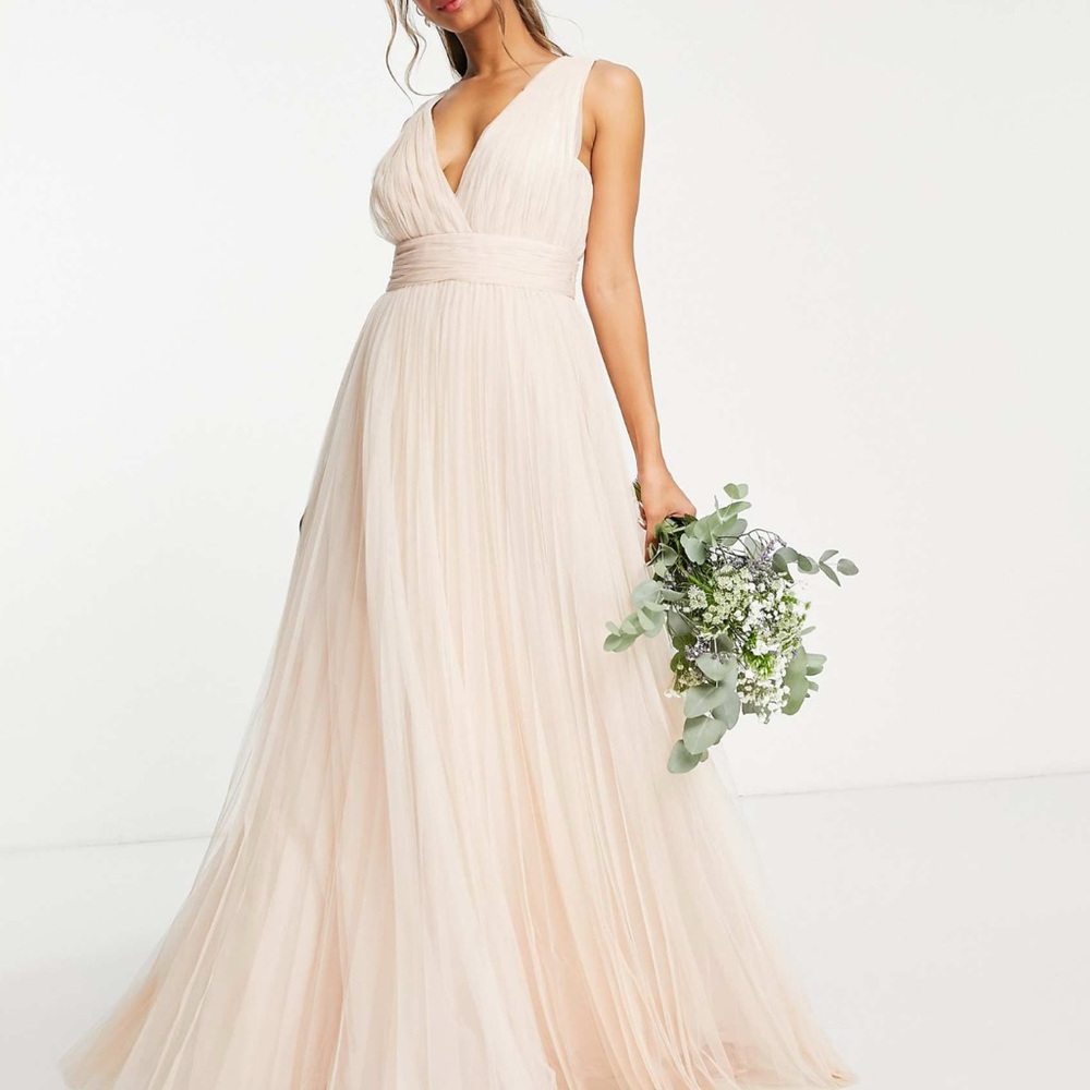 ASOS Pink Ruched Maxi Dress